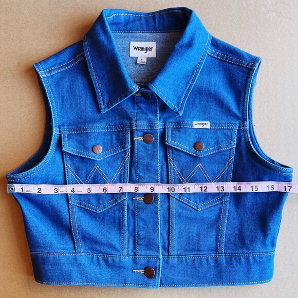 Wrangler Cropped Denim Vest 💙 Western Americana • Y2K Revival - Picture 6 of 7